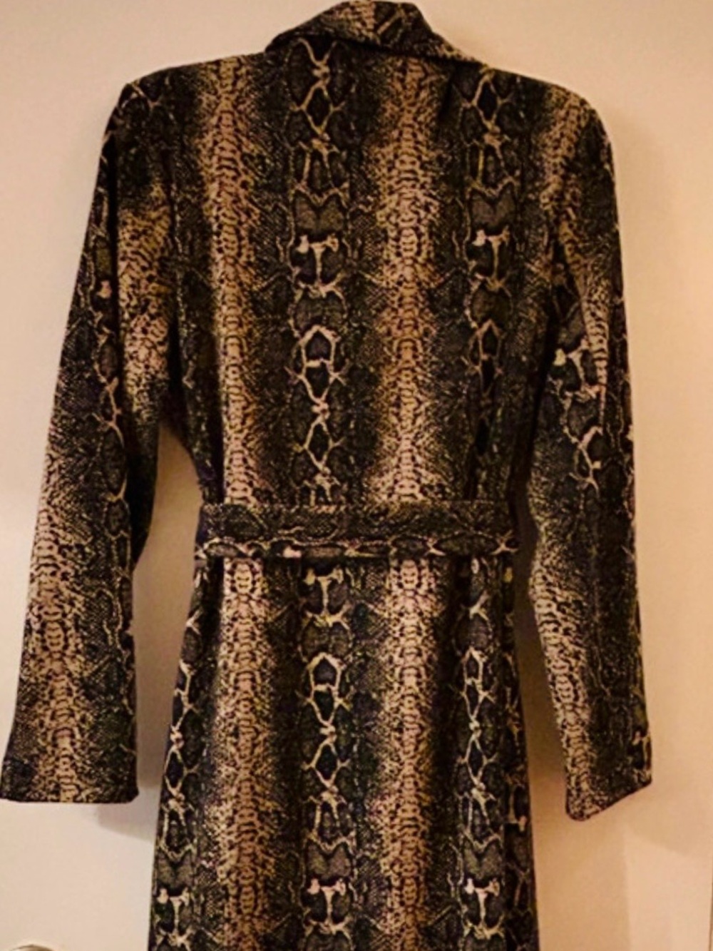Shinestar Faux Snakeskin Animal Print Long Duster Coat Belted XL - Picture 7 of 13